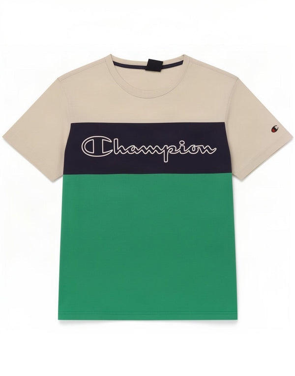 Champion T-Shirt Graphique Homme Petit Blanc Cassé Colourblock