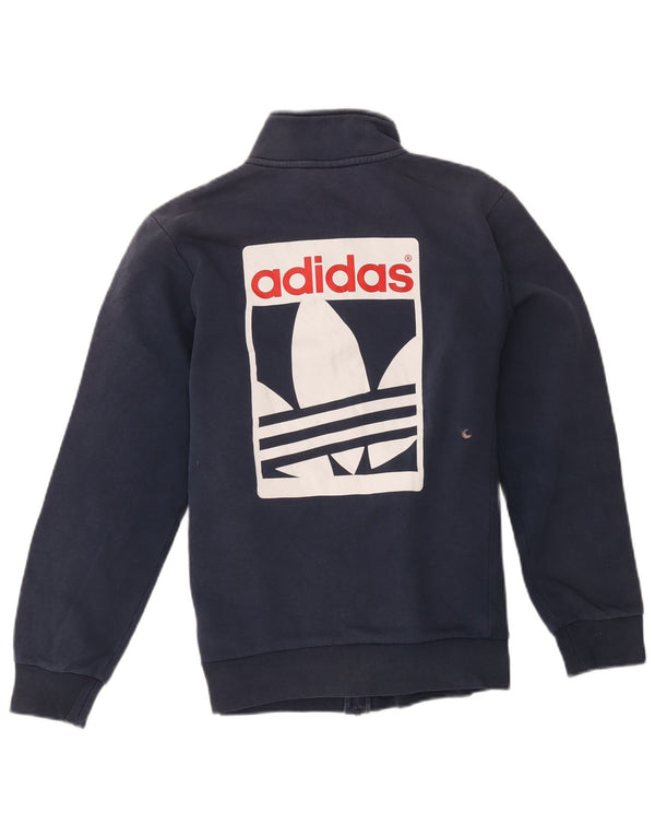 Adidas Mens Graphic Tracksuit Top Jacket Small Navy Blue Cotton