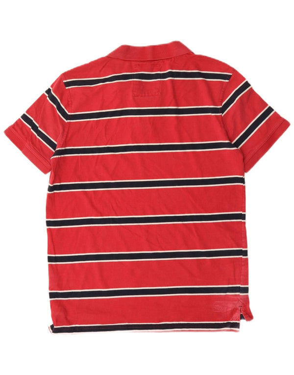 Crew Clothing Polo Homme Coton Rayé Rouge Moyen