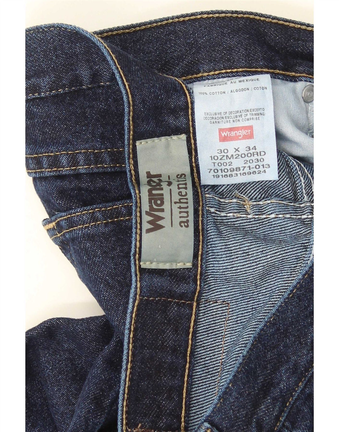 Wrangler Jean droit authentique pour homme W30 L34 en coton bleu marine