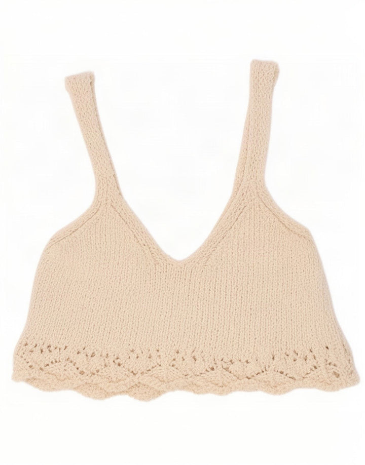 Zara Femme Knit Cami Top UK 8 Small Off White