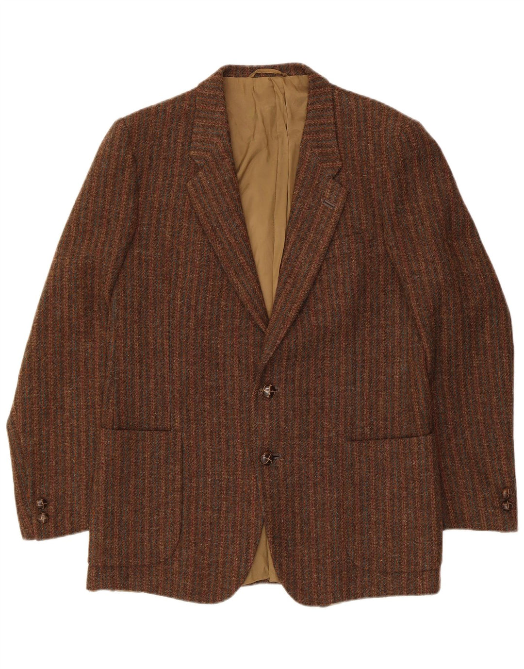 Marzotto Veste blazer à 2 boutons pour homme UK 36 Petite laine vierge rayée marron