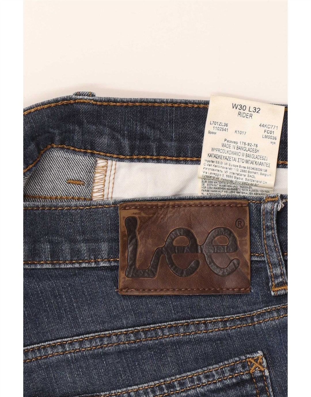 Lee Jean Slim Rider W30 L32 Homme Bleu Marine Coton