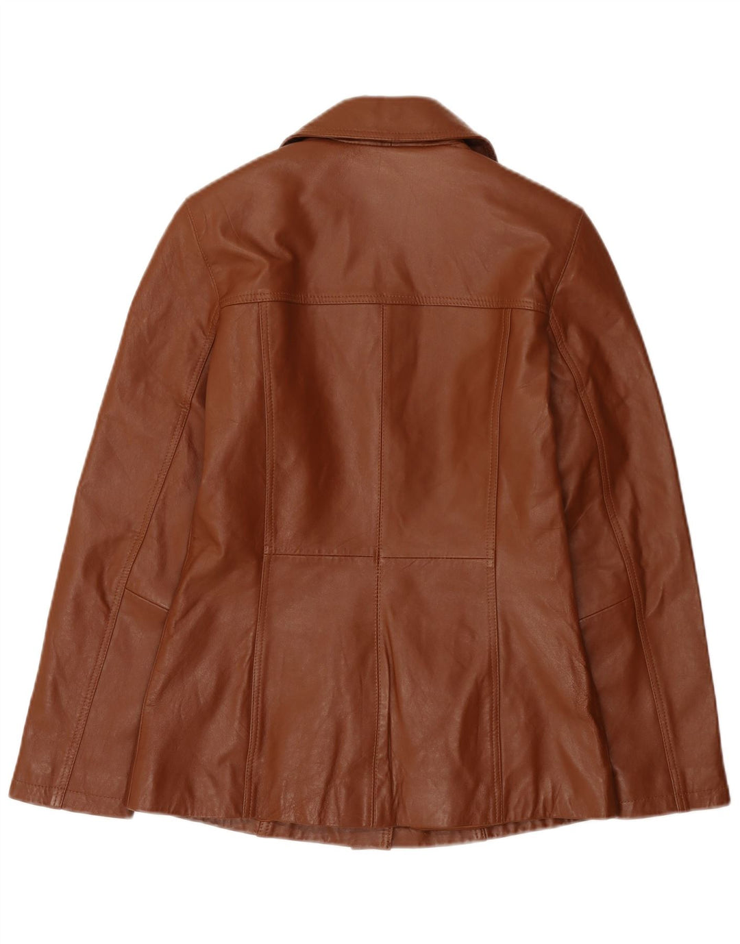 VINTAGE Veste en cuir femme UK 14 Grand cuir brun