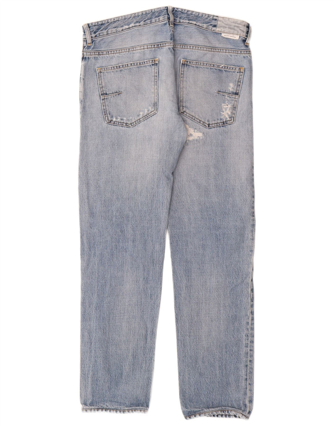 Mauro Grifoni Jean droit vieilli pour homme W33 L30 bleu coton