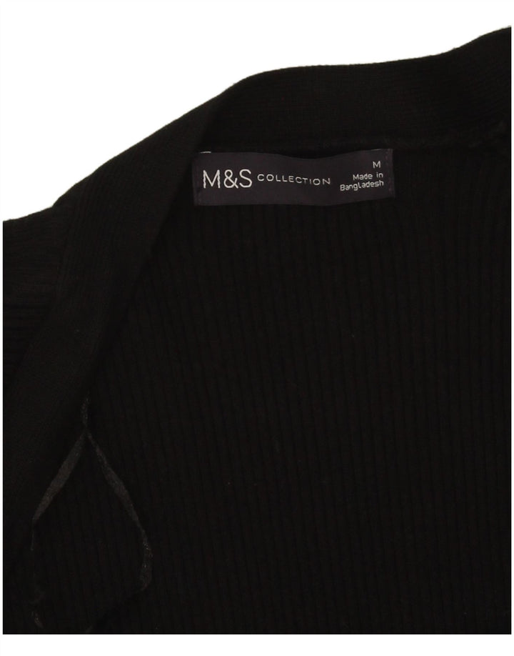 Marks & Spencer Pull Cardigan Ouvert pour Femme UK 14 Viscose Noir Moyen
