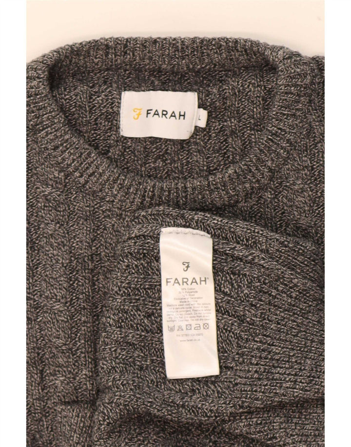 Farah Pull à col rond pour homme en coton gris Taille L