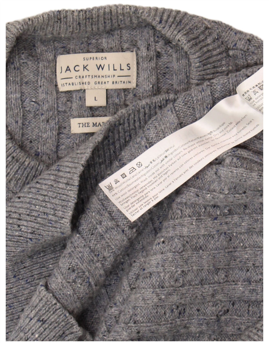 Jack Wills Pull à col rond pour homme en laine grise
