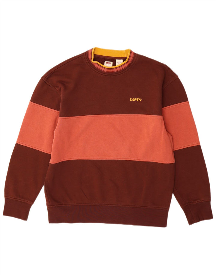 Levi's Sweat-Shirt Relaxed Homme en Coton Colorblock Small Marron