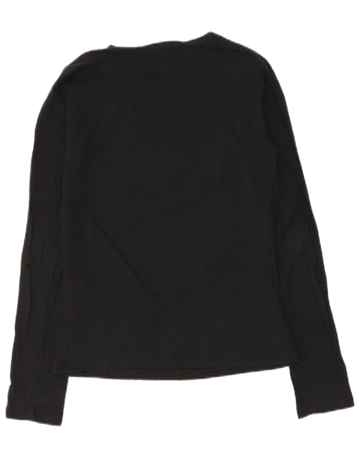 Armani Jeans Haut graphique à manches longues pour femme UK 14 Coton noir moyen