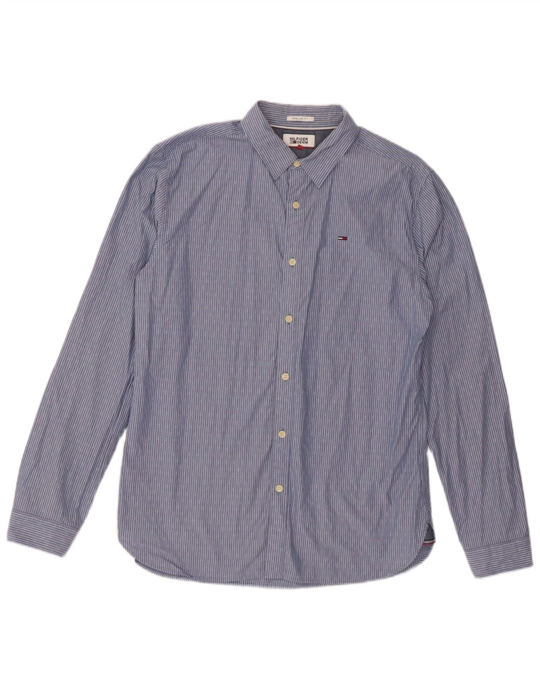 Tommy Hilfiger Chemise Regular Fit Homme Bleu Moyen Rayé Coton
