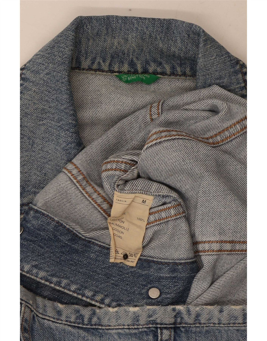 Benetton Veste en Jean Femme UK 12 Bleu Moyen Coton