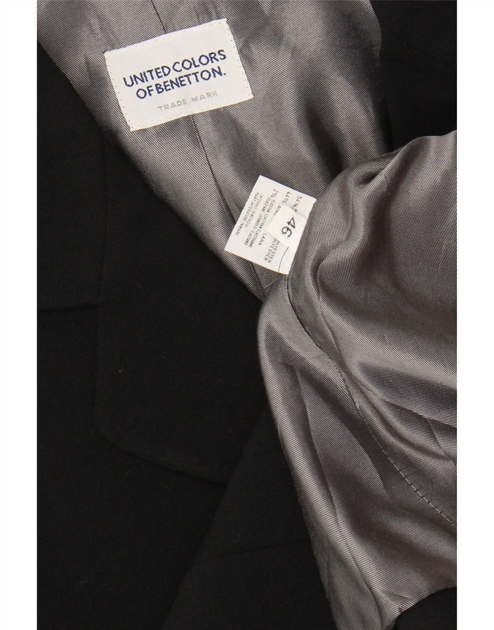 BENETTON Veste Blazer 3 Boutons Femme IT 46 Large Noir Polyester