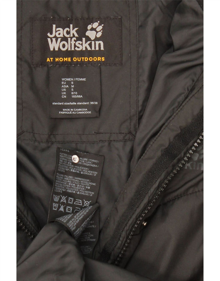 Jack Wolfskin Manteau rembourré à capuche pour femme UK 8/10 Petit Noir Polyester