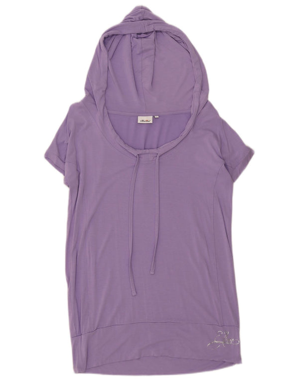 Ellesse T-shirt à capuche pour femme UK 16 Large Violet Viscose