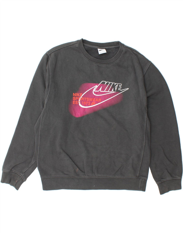 NIKE Mens Graphic Sweatshirt Jumper Small Grey Cotton Vintage Nike and Second-Hand Nike from Messina Hembry 