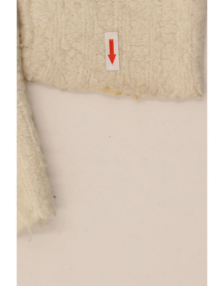 vintage Femmes Oversize Boat Neck Jumper Pull UK 14 Moyen Blanc