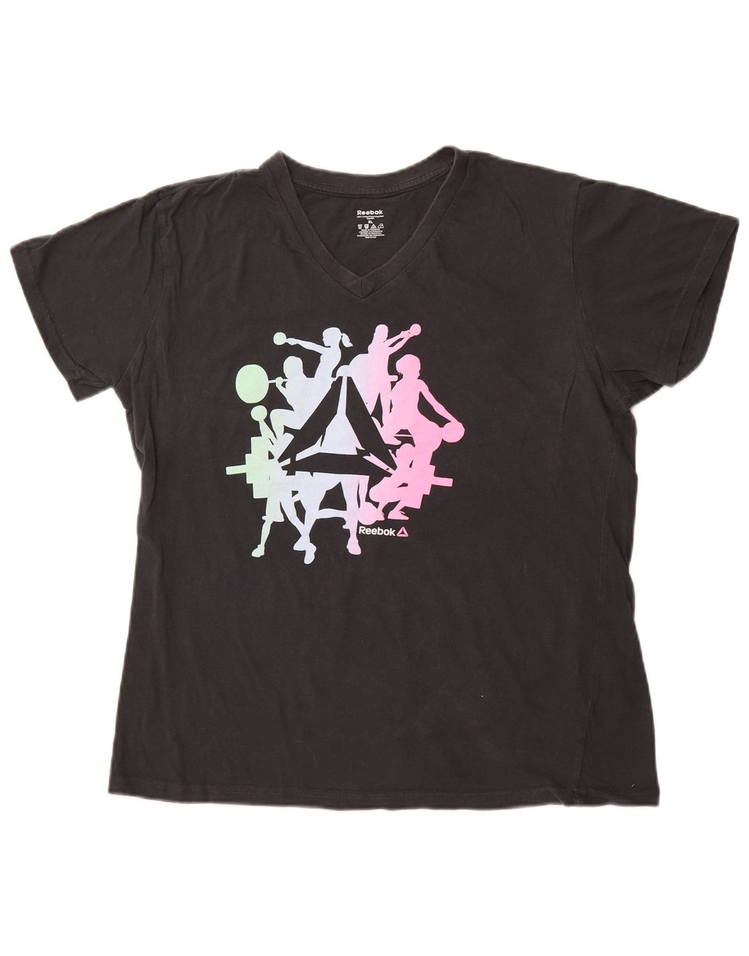 REEBOK T-Shirt Graphique Femme UK 18 XL Noir Coton