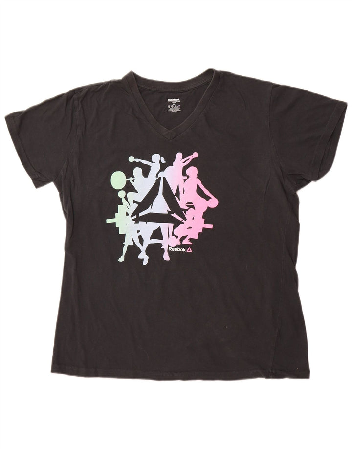 REEBOK T-Shirt Graphique Femme UK 18 XL Noir Coton