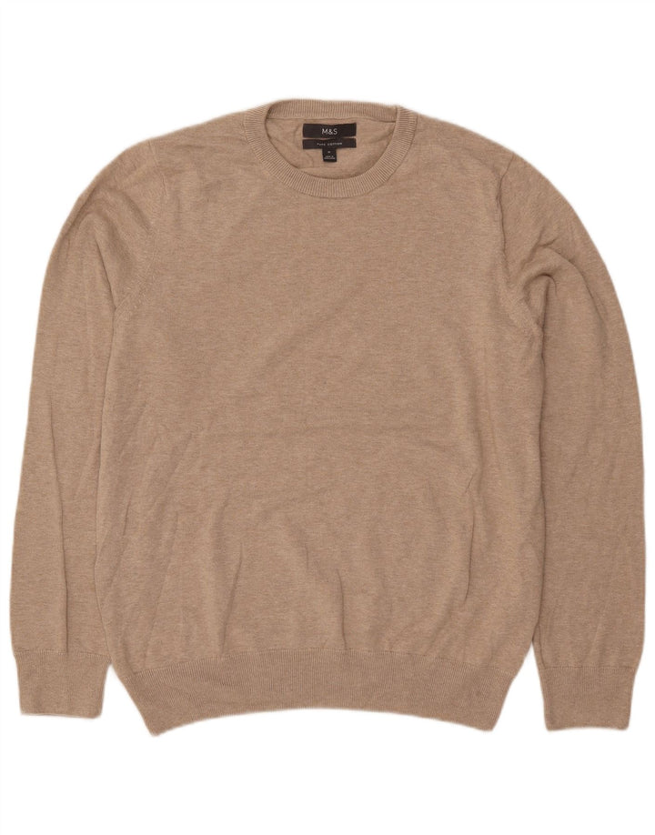 Marks & Spencer Pull col rond homme en coton beige moyen