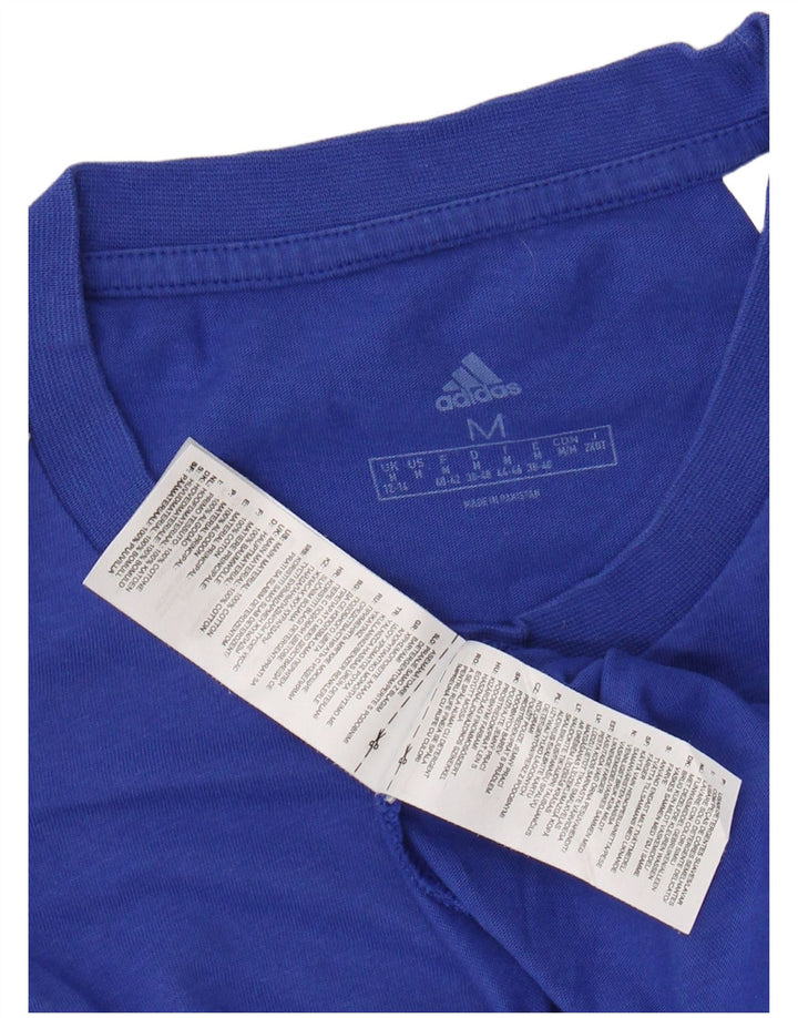 ADIDAS T-Shirt Femme UK 12/14 Bleu Moyen Coton