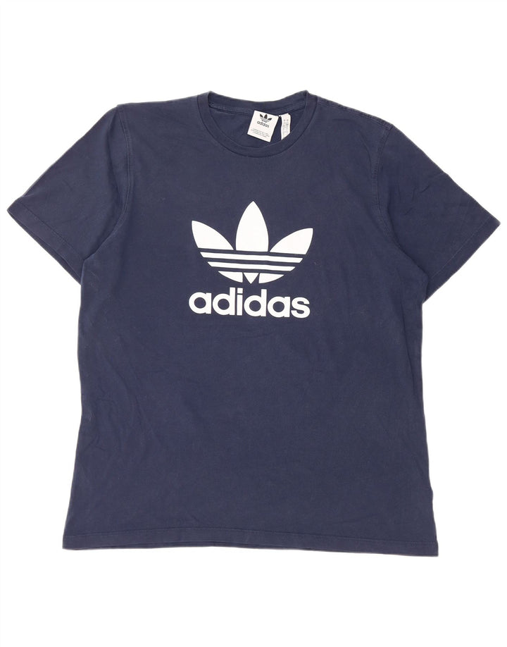 ADIDAS T-shirt graphique pour hommes, grand, en coton bleu marine