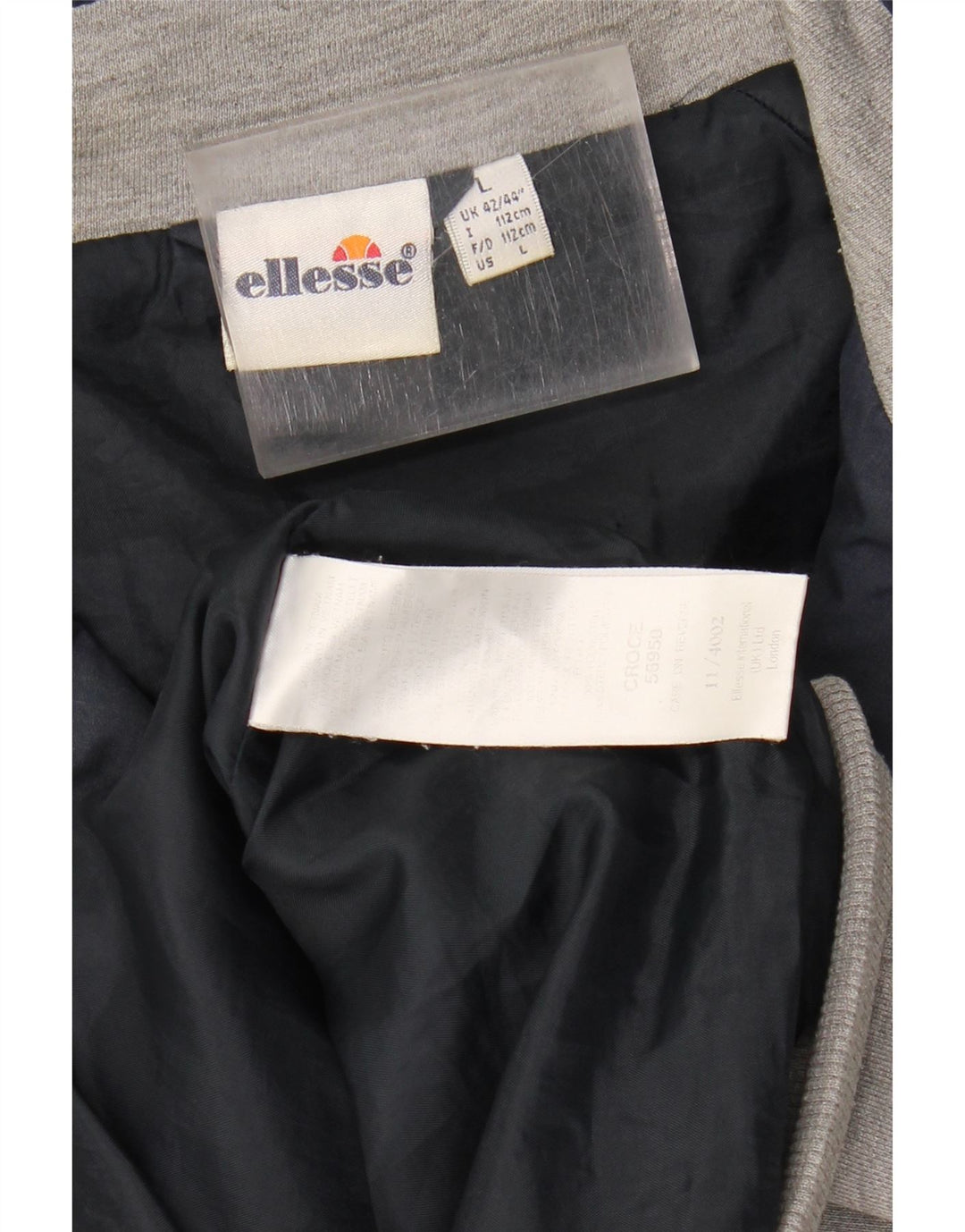 ELLESSE Mens Graphic Tracksuit Top Jacket Large Grey Colourblock Polyester