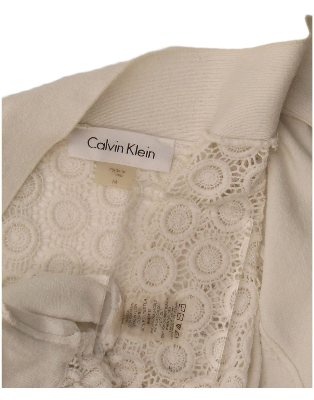 CALVIN KLEIN Cardigan à manches 3/4 pour femme UK 12 Medium Off White