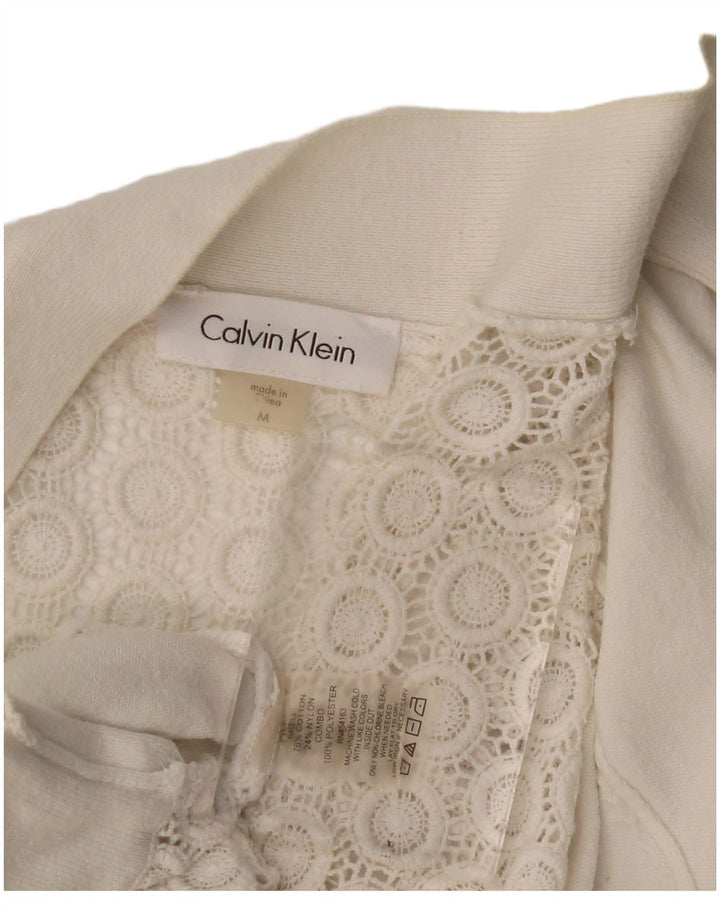CALVIN KLEIN Cardigan à manches 3/4 pour femme UK 12 Medium Off White