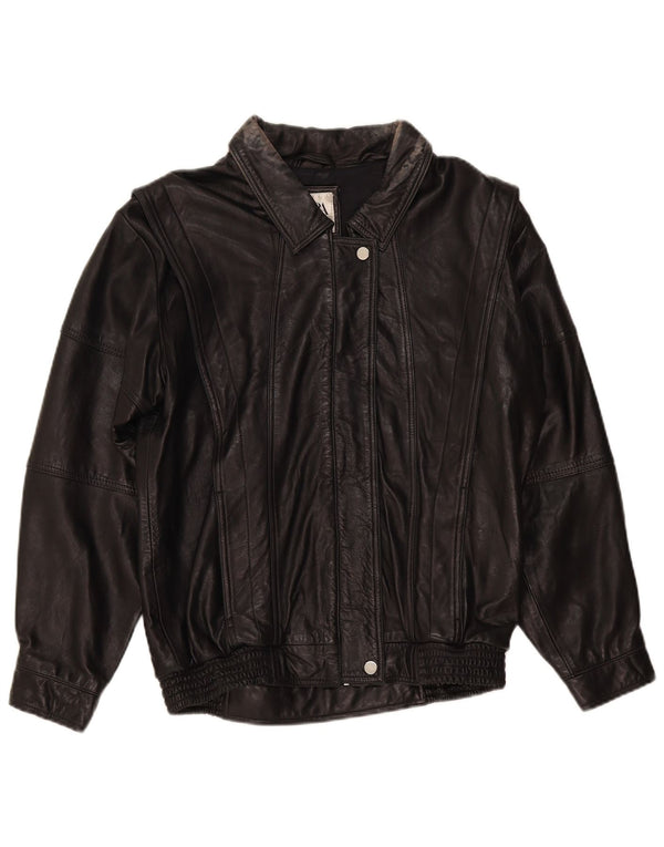 Zara Veste en cuir pour femme UK 14 Medium Noir