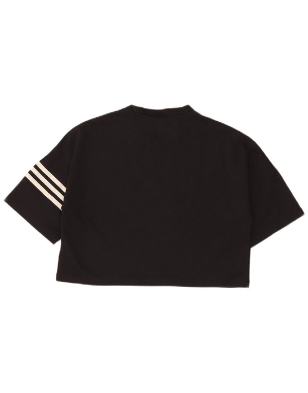 Adidas T-shirt court surdimensionné pour femme UK 8/10 Petit coton noir