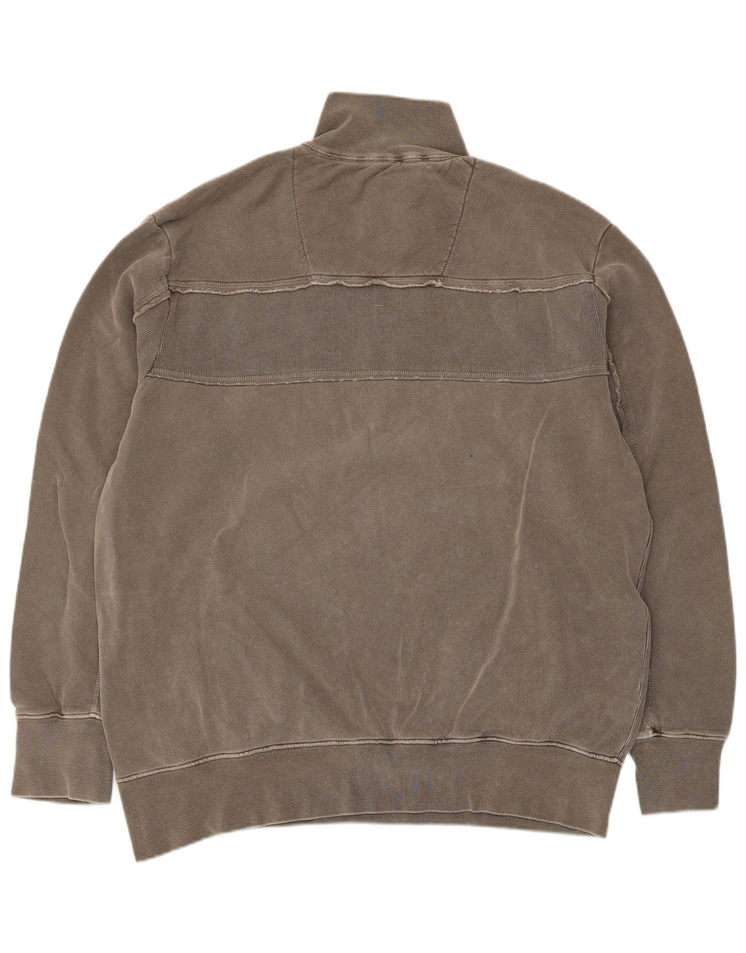 vintage Mens Graphic Zip Neck Sweatshirt Jumper Grand Gris