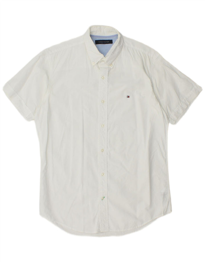 TOMMY HILFIGER Chemise à Manches Courtes Homme Blanc Moyen Coton