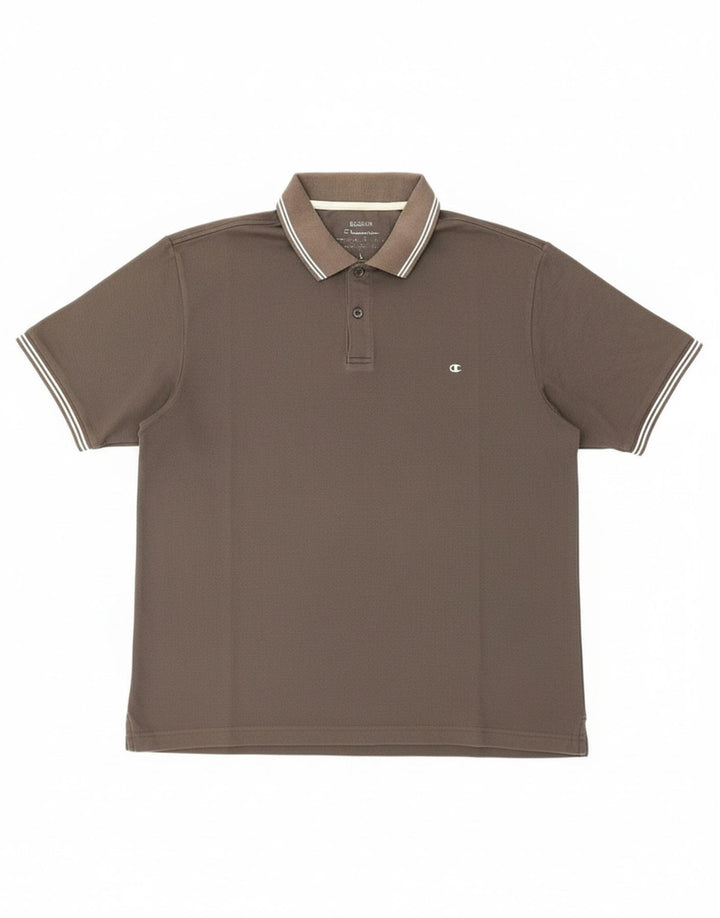 CHAMPION Mens Polo Shirt Large Grey Cotton