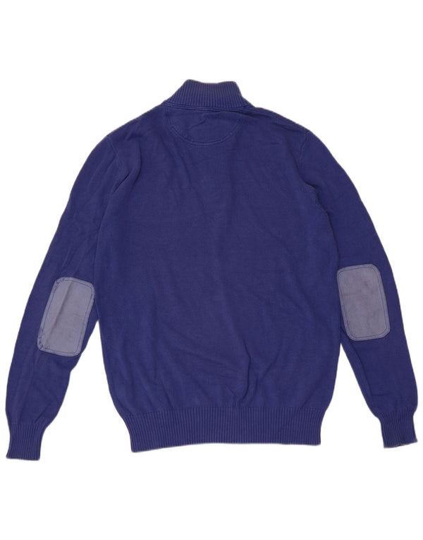 CREW CLOTHING Pull à col zippé pour homme Petit Bleu Coton