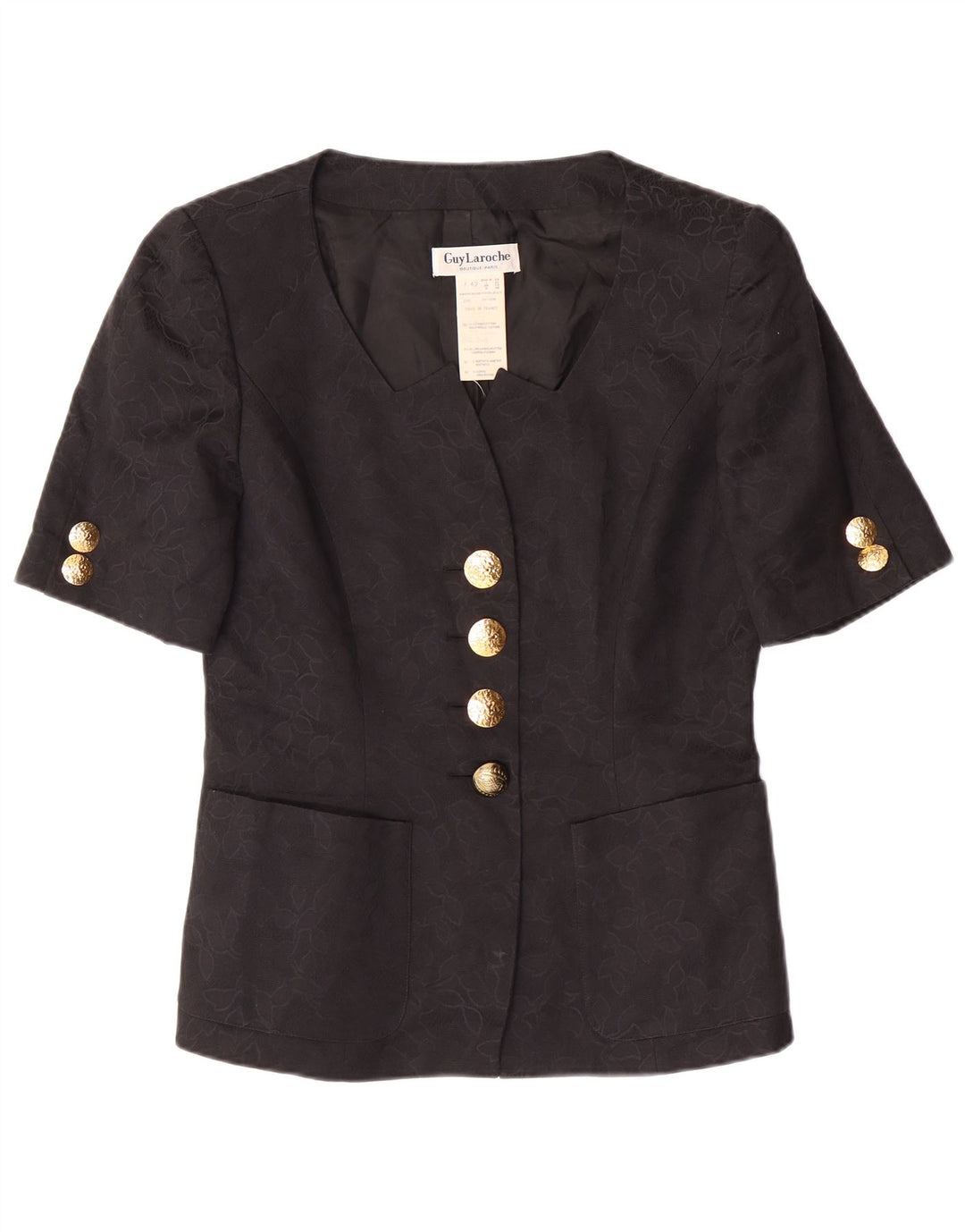 GUY LAROCHE Veste blazer à manches courtes pour femme EU 42 Large Noir Classique