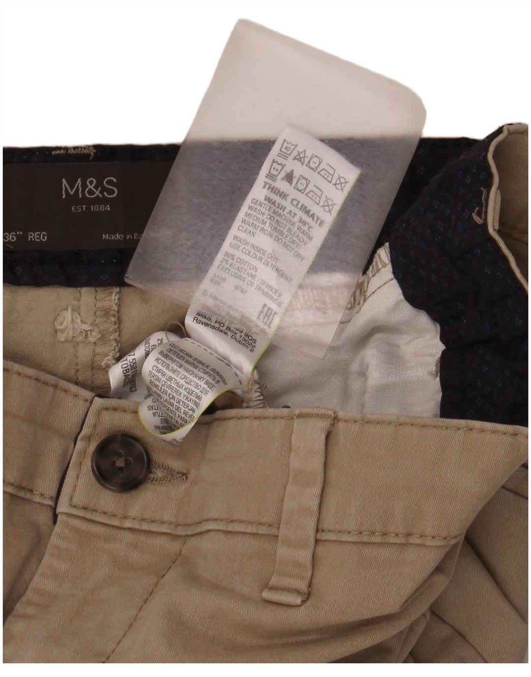 Marks & Spencer Short Chino Homme W36 Grand Coton Beige
