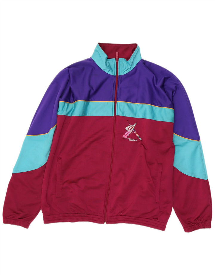 VINTAGE Veste de survêtement pour homme en polyester color block marron moyen