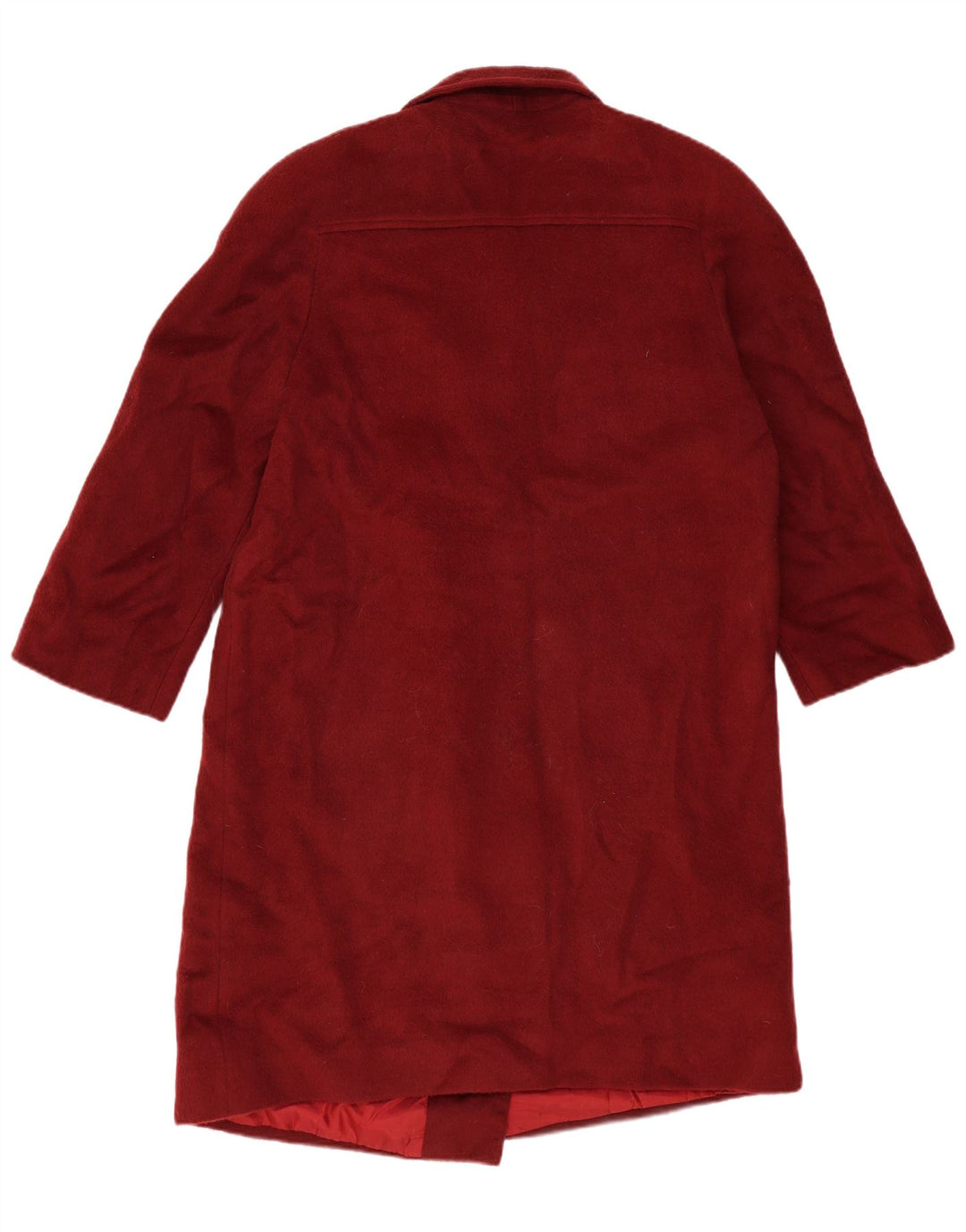 VINTAGE Manteau Double Boutonnage Femme IT 48 XL Laine Bordeaux