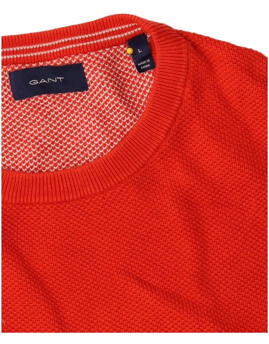 Gant Pull à col rond pour homme en coton orange Large