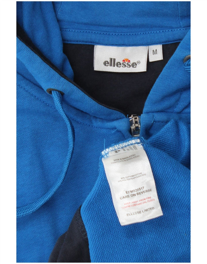 Ellesse Pull à capuche zippé graphique en coton bleu moyen |