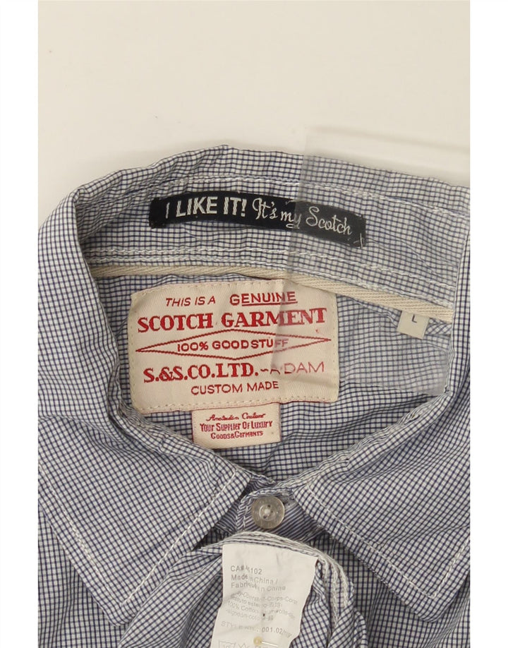 SCOTCH & SODA Chemise militaire à manches courtes pour homme en coton vichy bleu moyen