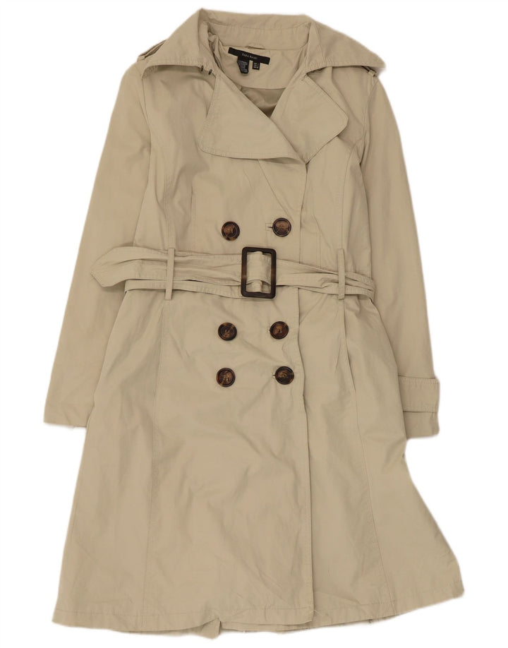 Zara Trench-coat à double boutonnage pour femme UK 14 Large Beige Polyester