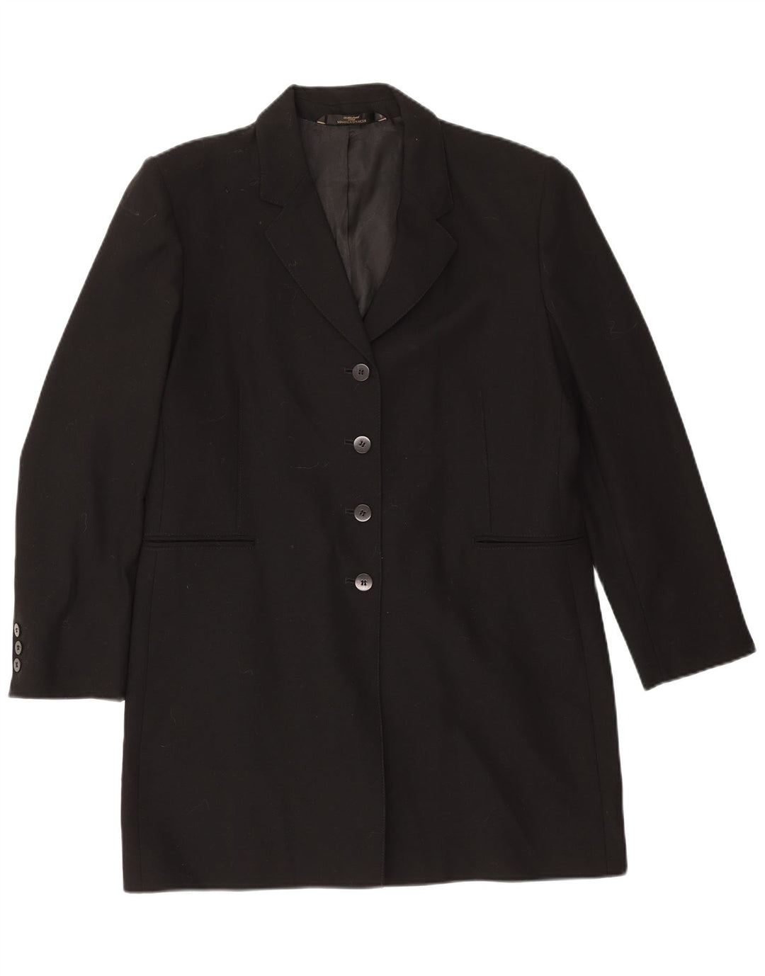 Marks & Spencer Manteau pour femme UK 16 Grande laine vierge noire