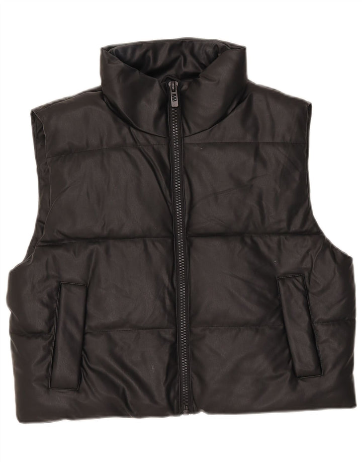 Zara Femme Gilet Rembourré UK 14 Moyen Noir Polyester
