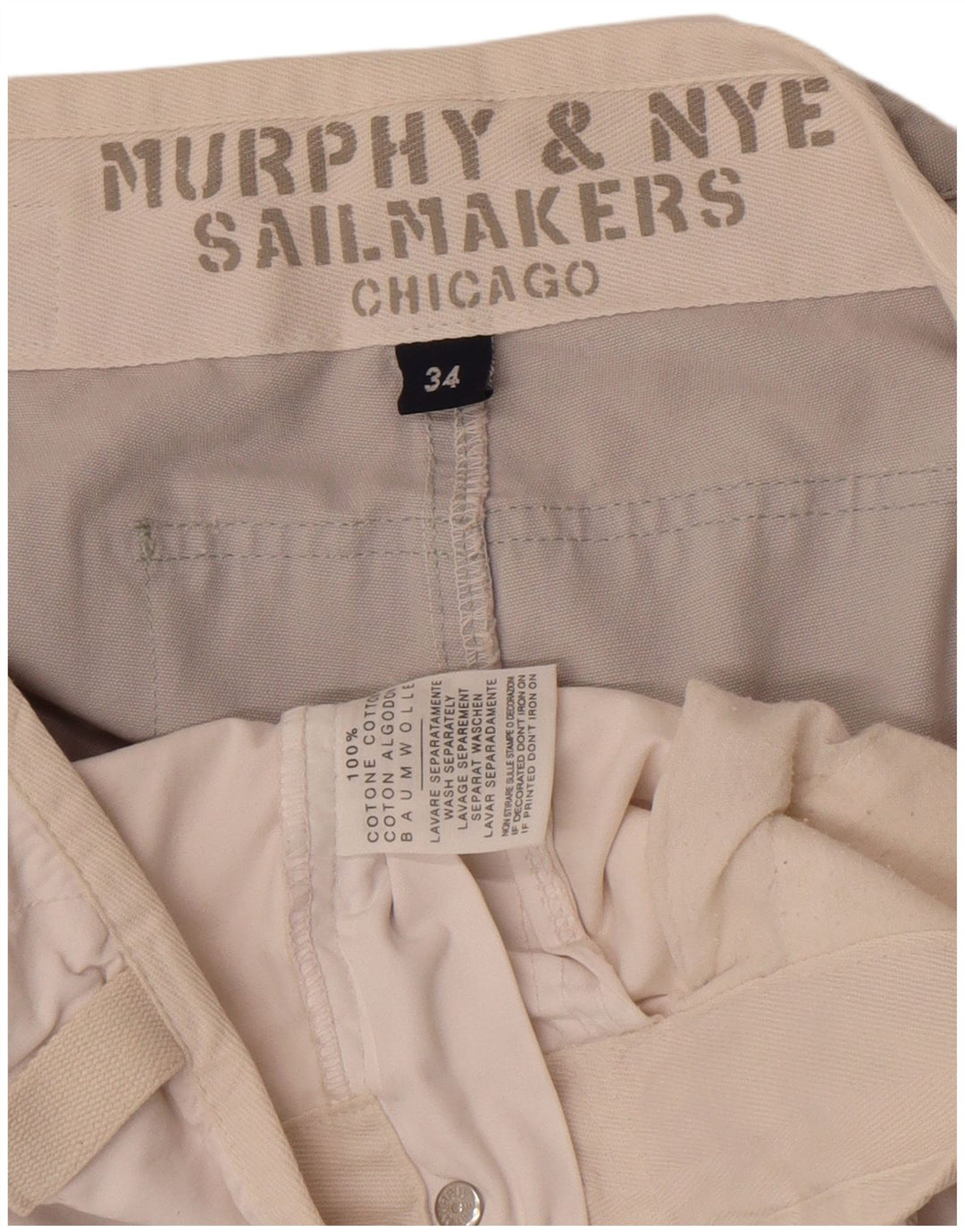 Murphy & Nye Short chino Sailmakers W34 pour homme, grand color block blanc