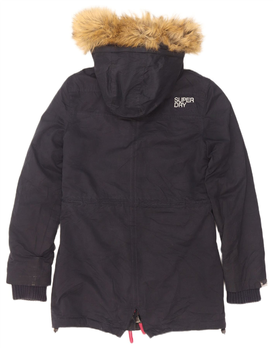 Superdry Veste à capuche Sherpa Parka pour femme UK 10 Small Bleu marine Polyester