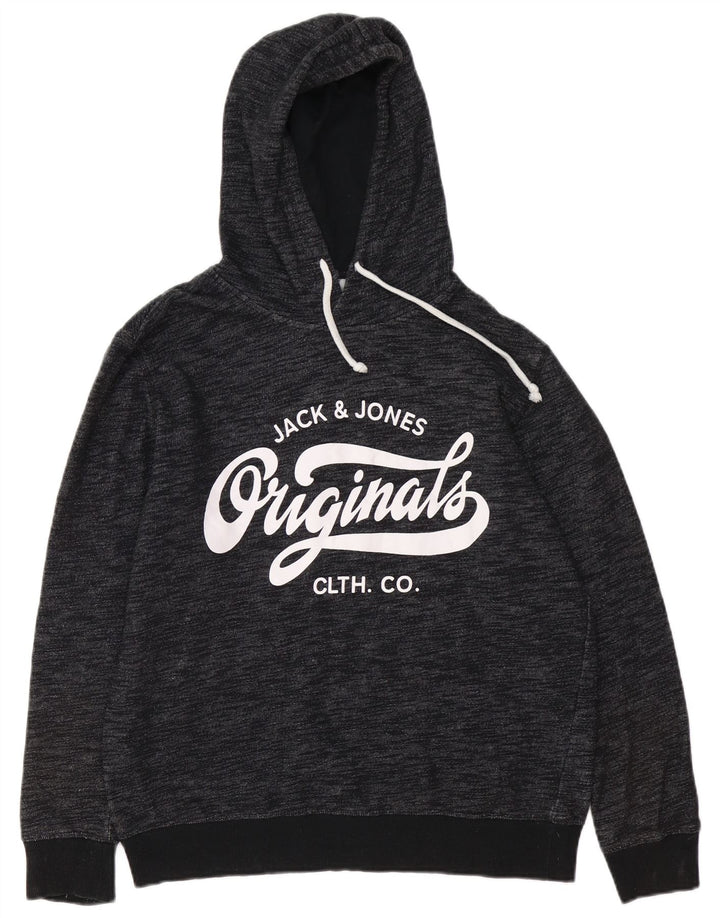 JACK & JONES Pull à capuche graphique pour homme en polyester moucheté gris grand