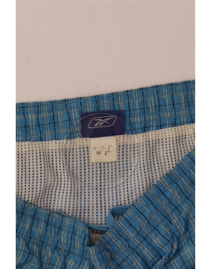 Reebok Short de Bain Homme Grand Carreau Bleu