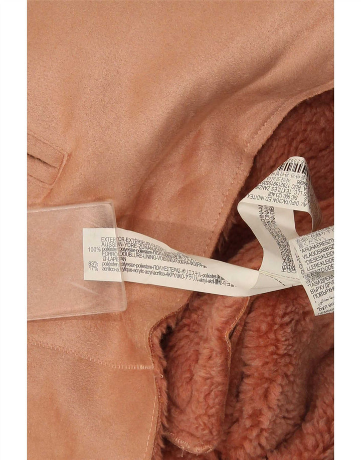 Zara Veste Sherpa Femme UK 10 Petit Rose Polyester